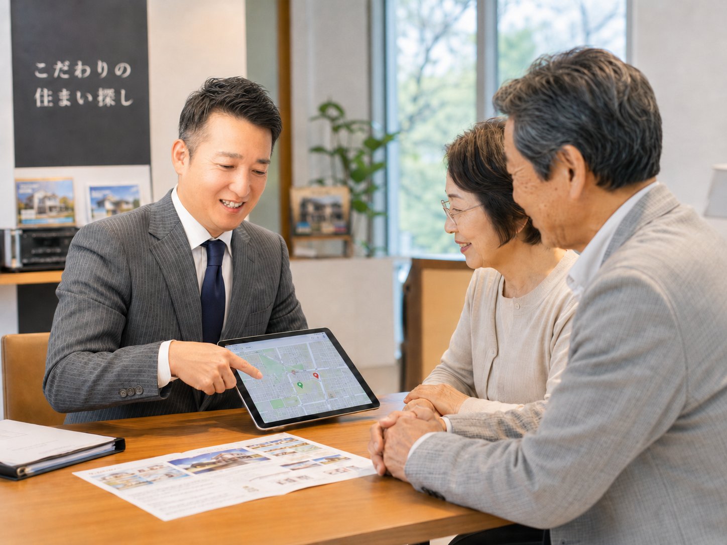 地域に詳しいスタッフがタブレットで案内